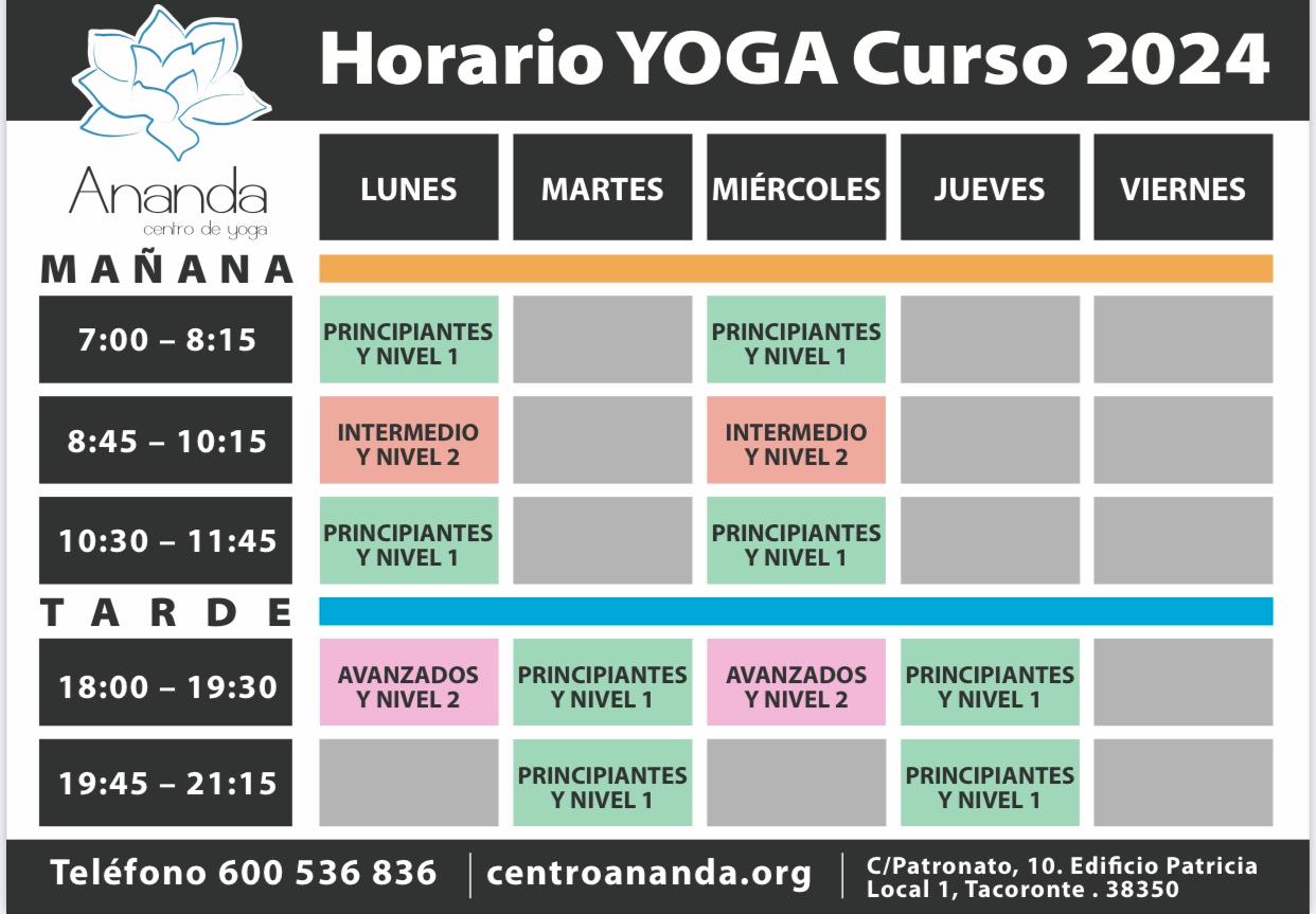 HORARIO YOGA CENTRO ANANDA